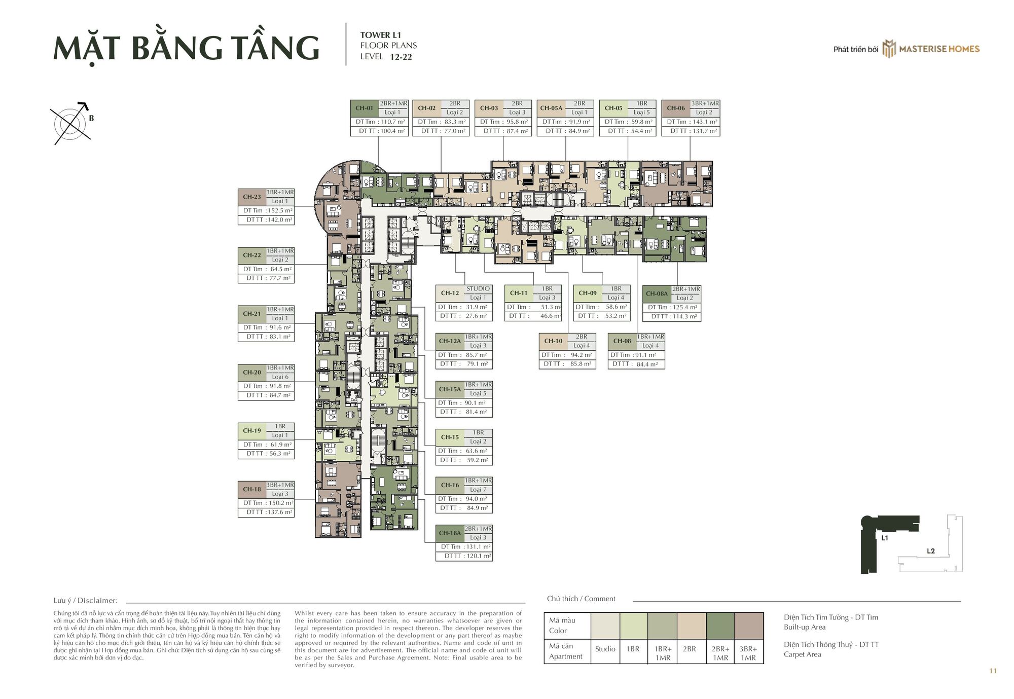 Mặt bằng tòa L1 Hanoi Seasons Garden tầng 12-22