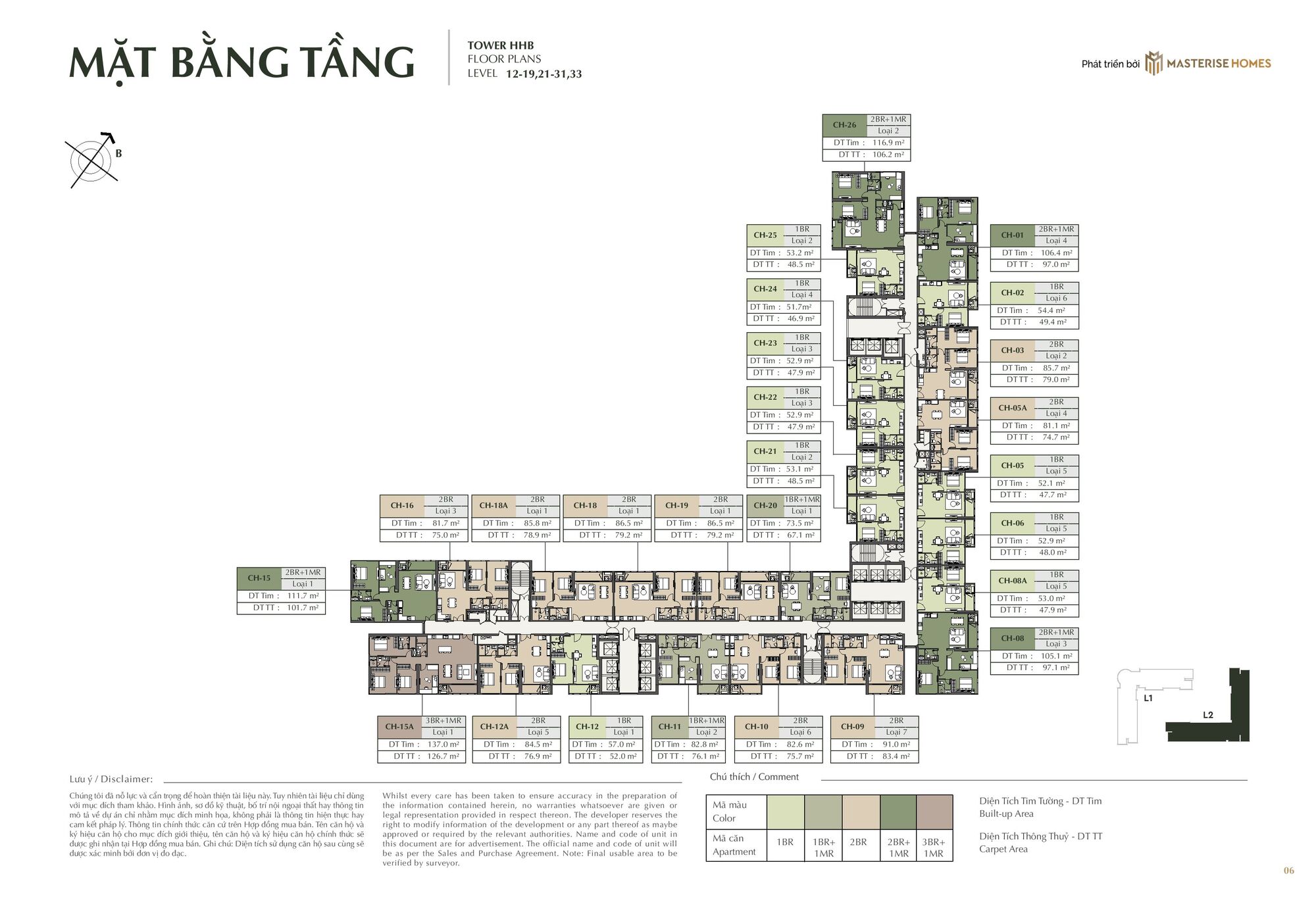 Mặt bằng tòa L2 Hanoi Seasons Garden tầng 12-22