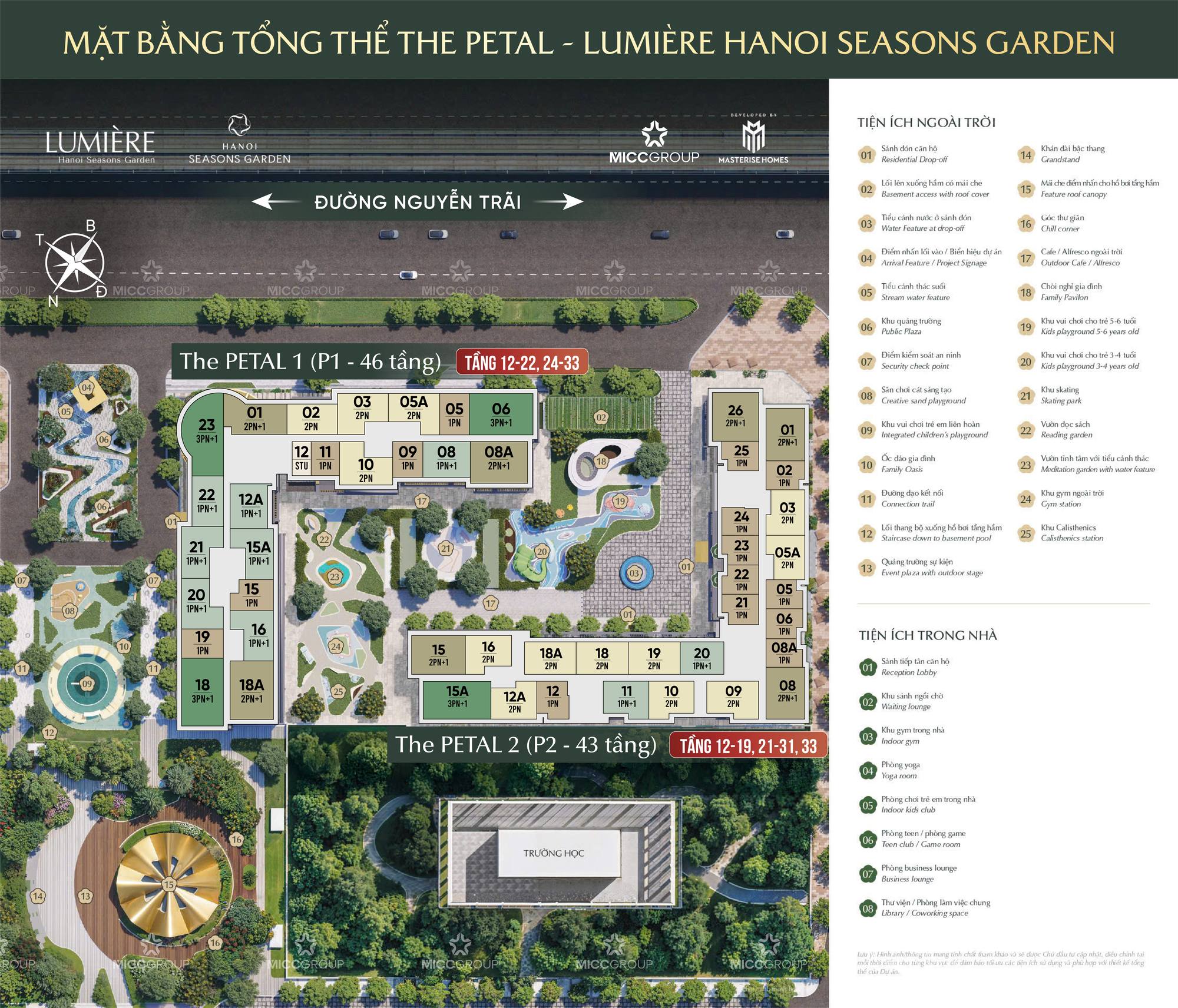 Tổng mặt bằng chung cư Hanoi Seasons Garden tòa L1, L2 mở bán đợt 1